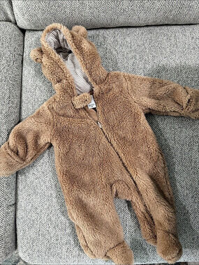 Carter's Baby Bear Teddy Fleece Long-Sleeve Jumpsuit Plush Fleece Footie Brown